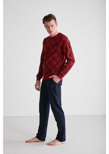 Erkek Bordo Yuvarlak Yaka Pijama Takımı 18713 fırsatları