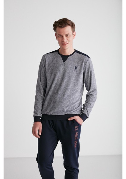 Erkek Lacivert Yuvarlak Yaka Pijama Takımı 18720