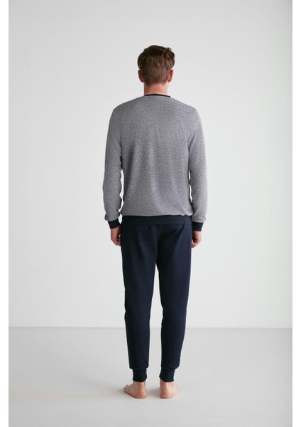 Erkek Lacivert Yuvarlak Yaka Pijama Takımı 18720 indirimleri