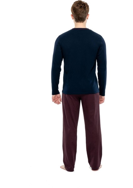 - Erkek Lacivert Patlı Pijama Takımı 3919