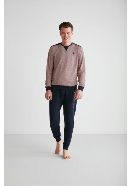 Erkek Bordo Yuvarlak Yaka Pijama Takımı 18720