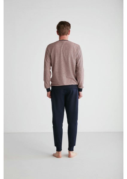 Erkek Bordo Yuvarlak Yaka Pijama Takımı 18720 modelleri