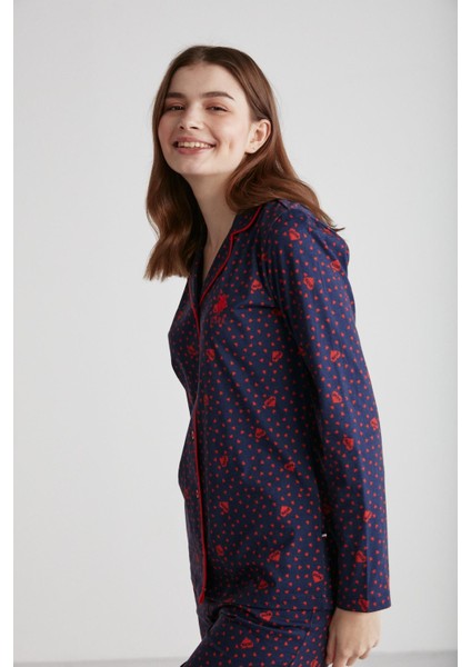 Kadın Lacivert Boydan Patlı Pijama Takımı 16968 fırsatları