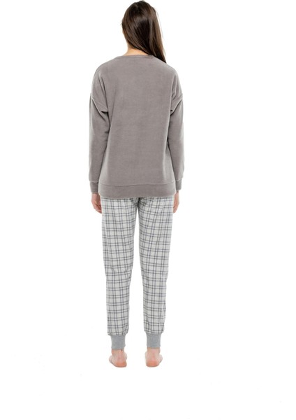 - Kadın Lacivert Yuvarlak Yaka Polarlı Pijama Takımı 3994 modelleri