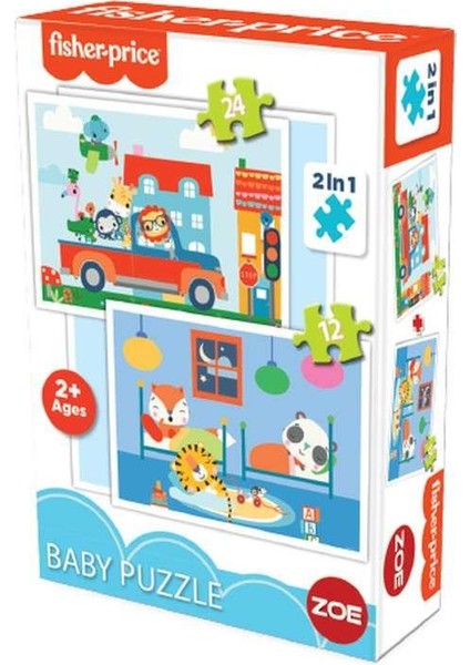 2'li Fırsat Fisher Price Araç Süren Hayvanlar ve Uyuyan Hayvanlar Yapboz 2 In 1