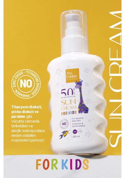 The Further Çocuk Güneş Koruyucu Losyon Spf 50 Faktör 200 ml + Bronzlaştırıcı 200 ml + Plaj Çantası Hediye