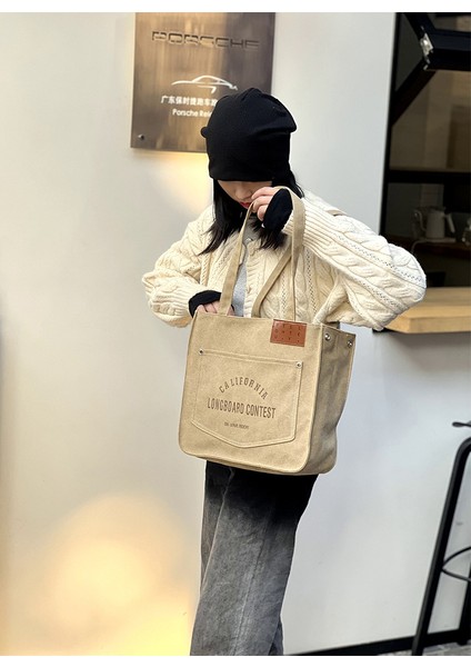 Retro Yıkanmış Kanvas Japon Günlük Tote Omuz Çantası (Yurt Dışından) fırsatları