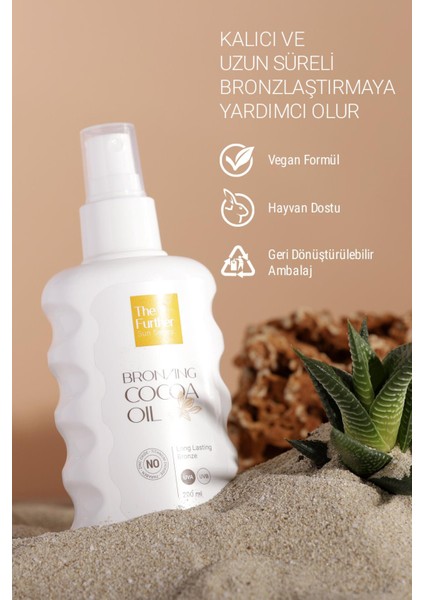 The Further Bronzlaştırıcı Kakao Yağı Uzun Süre Kalıcı Sprey Form 200 ml x 2 Adet + Plaj Çantası Hediye