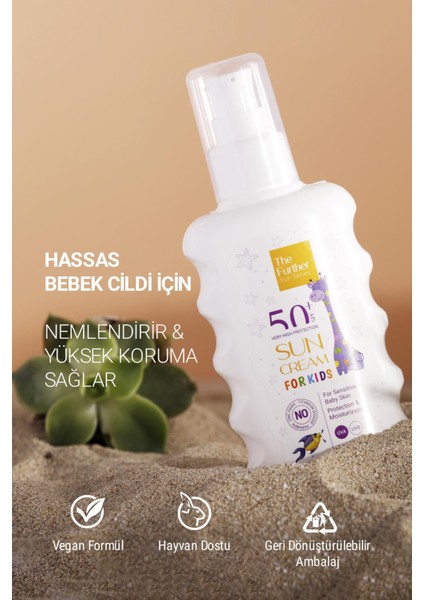 The Further Çocuk Güneş Koruyucu Losyon Spf 50 Faktör 200 ml x 2 Adet + Plaj Çantası Hediye