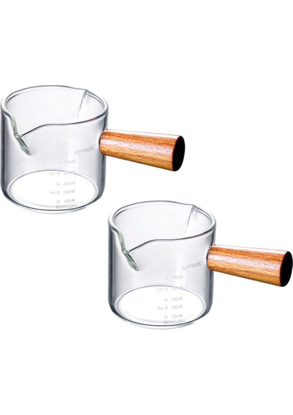 2x Ahşap Saplı Espresso Cam Ölçü Kabı (Yurt Dışından)