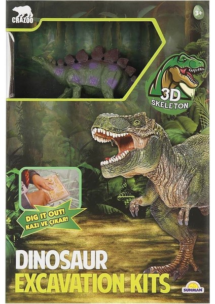 Figürlü 3D Kazı Seti Dinozor Stegosaurus