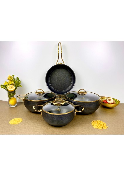 Istiridye Gold 7 Parça Granit Tencere Seti