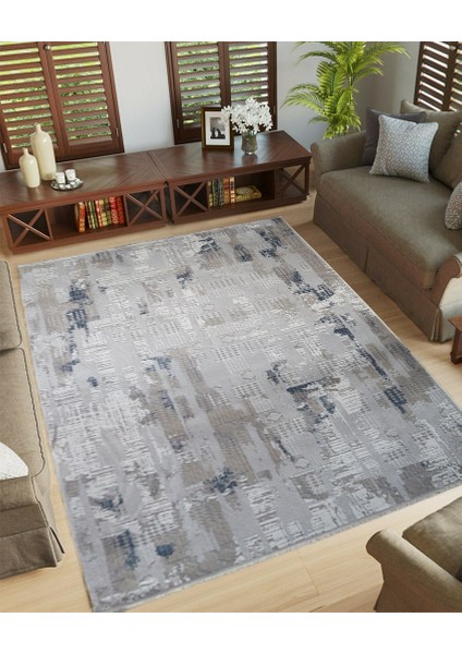 Ipek Mekik Halı Gordion Mavi Vizon Modern Eskitme Halı