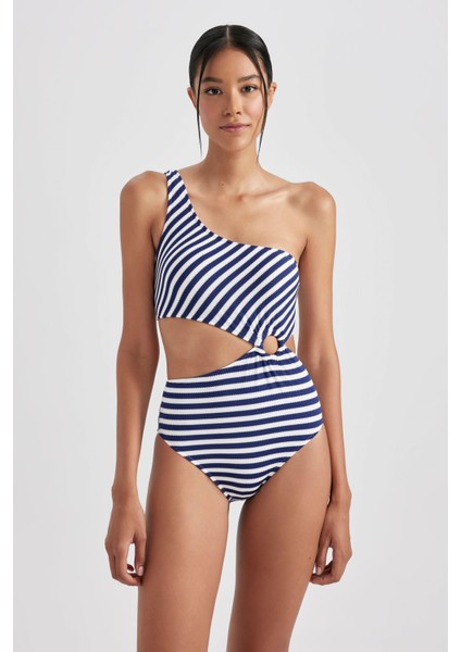 Fall in Love Çizgili Bürümcük Tek Omuzlu Mayo A9454AX23HS fiyatları