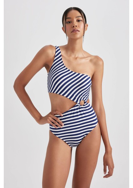 Fall in Love Çizgili Bürümcük Tek Omuzlu Mayo A9454AX23HS modelleri