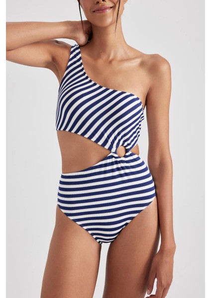 Fall in Love Çizgili Bürümcük Tek Omuzlu Mayo A9454AX23HS fırsatları