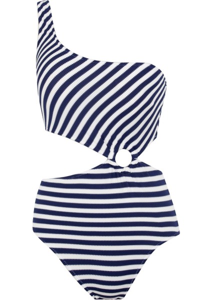 Fall in Love Çizgili Bürümcük Tek Omuzlu Mayo A9454AX23HS