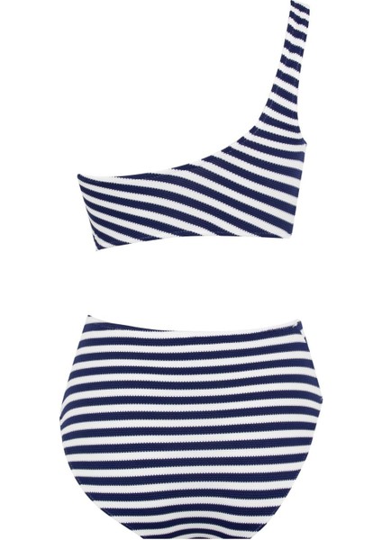 Fall in Love Çizgili Bürümcük Tek Omuzlu Mayo A9454AX23HS