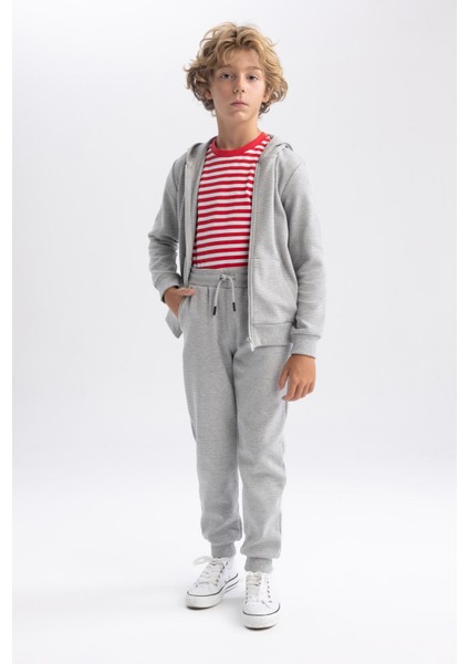 Erkek Çocuk Gri Dokulu Jogger Okul Eşofman Alt R5970A623AU