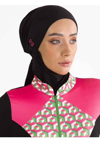 Pembe Logo Nakışlı Deniz Tesettür Bone