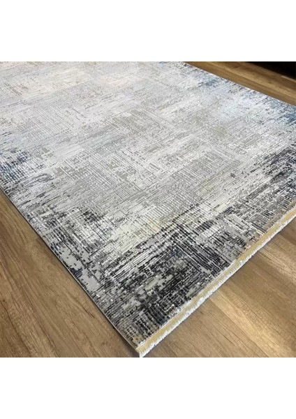 Ipek Mekik Halı Gordion Siyah Vizon Eskitme Desenli Halı