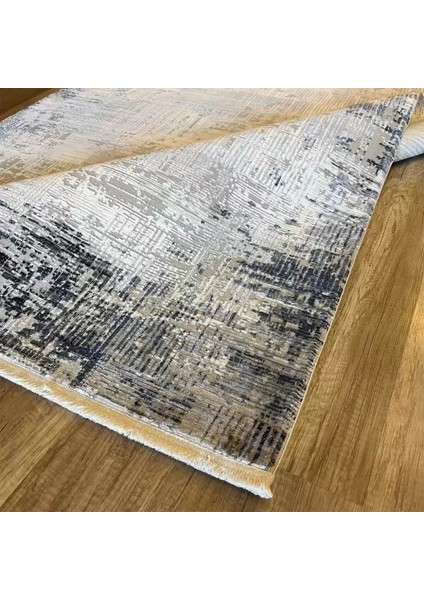 Ipek Mekik Halı Gordion Siyah Vizon Eskitme Desenli Halı