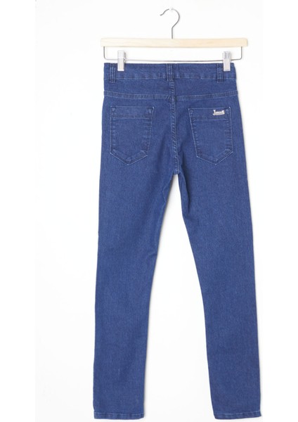 Lacivert Beli Bağcıklı Erkek Çocuk Jean Pantolon 16243