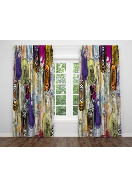 Modern Temalı Dijital Baskı Çift Kanat Fon Perde 140X280