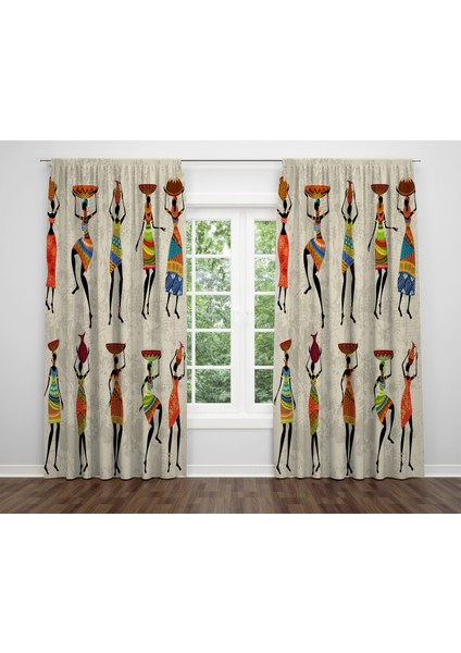 Modern Temalı Dijital Baskı Çift Kanat Fon Perde 140X240