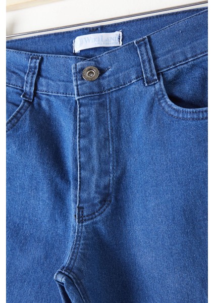 Lacivert Yırtmaçlı Ispanyol Paça Kız Çocuk Jean Pantolon 16210 modelleri