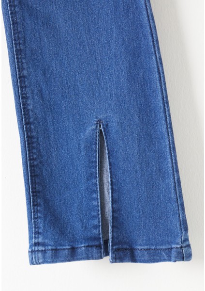Lacivert Yırtmaçlı Ispanyol Paça Kız Çocuk Jean Pantolon 16210 fırsatları