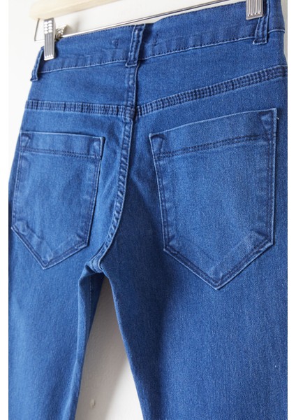 Lacivert Yırtmaçlı Ispanyol Paça Kız Çocuk Jean Pantolon 16210 indirimleri