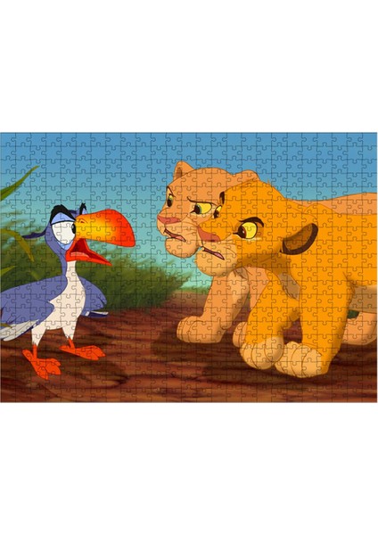 Ahşap Mdf Puzzle Yapboz Papağan ve Yavru Aslanlar 500 Parça 50*70 cm