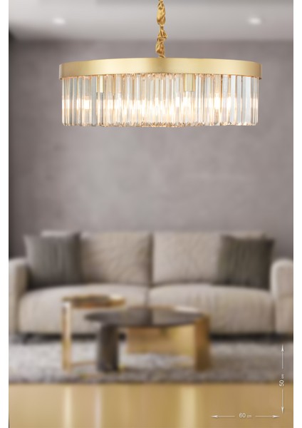 Avizemoda Desina 60'lık Kristal Taşlı Lüks Avize - (Sarı-Yaldız) PY-300-60