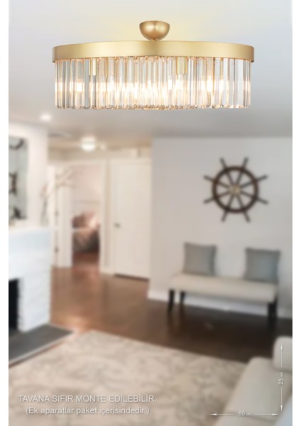 Avizemoda Desina 60'lık Kristal Taşlı Lüks Avize - (Sarı-Yaldız) PY-300-60 fiyatları