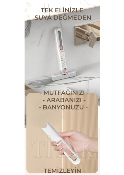 Taşınabilir Mini Mop Tek Dokunuşla Kendinden Sıkmalı Mini Temizlik Paspası || Mutfak-Araba-Banyo-Camlarda Kullanım