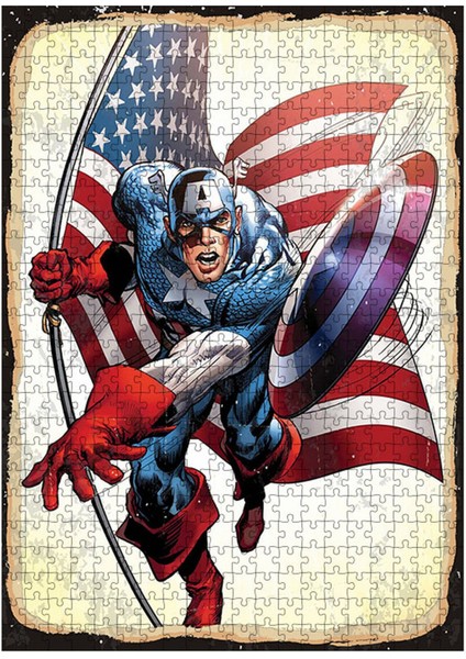 Ahşap Mdf Puzzle Yapboz Captain America Süper Kahraman 500 Parça 50*70 cm