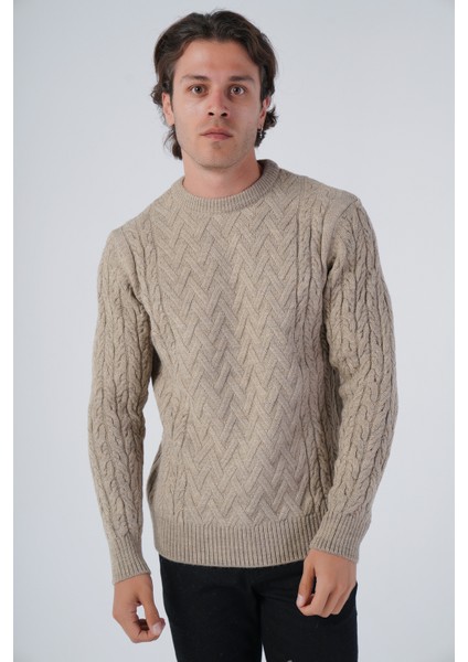 Erkek Yürütme Saç Sepet Örgü Bisiklet Yaka Triko Yün Kazak TRIST-5309
