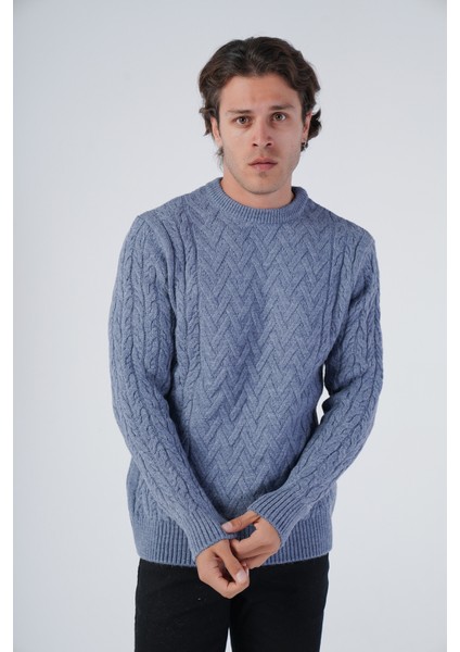 Erkek Yürütme Saç Sepet Örgü Bisiklet Yaka Triko Yün Kazak TRIST-5309