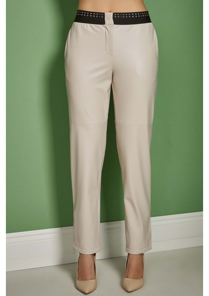 Düz Paça Vizon Deri Pantolon modelleri