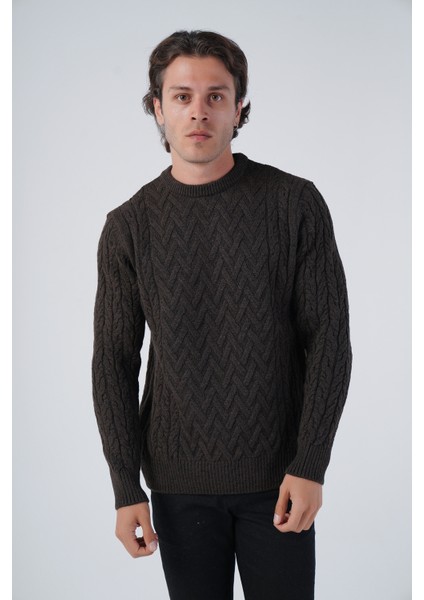 Erkek Yürütme Saç Sepet Örgü Bisiklet Yaka Triko Yün Kazak TRIST-5309