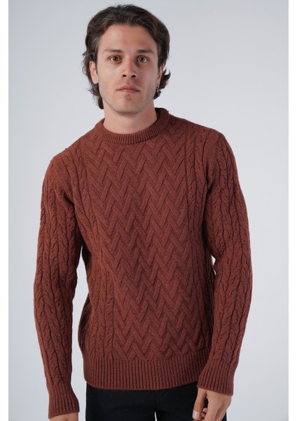 Erkek Yürütme Saç Sepet Örgü Bisiklet Yaka Triko Yün Kazak TRIST-5309