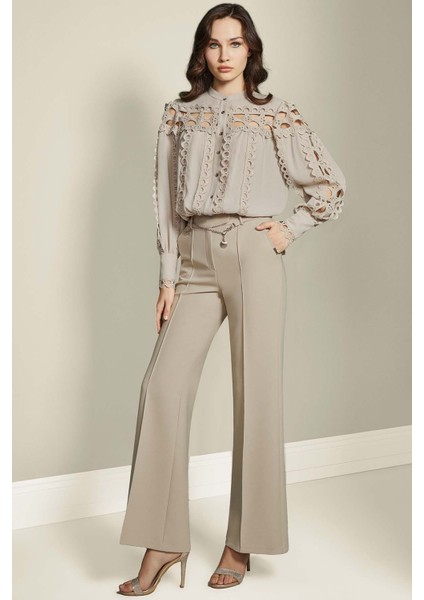 Ispanyol Paça Taş Dokuma Pantolon