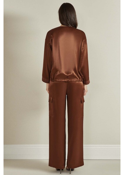 Geniş Paça Kahverengi Dokuma Pantolon fiyatları