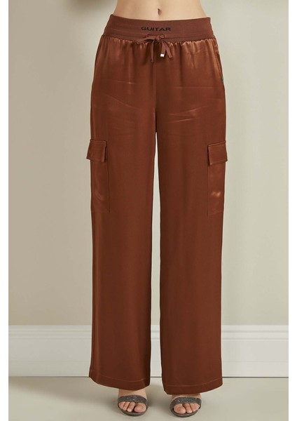 Geniş Paça Kahverengi Dokuma Pantolon modelleri