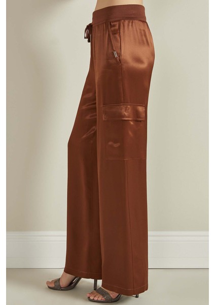 Geniş Paça Kahverengi Dokuma Pantolon fırsatları