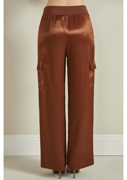 Geniş Paça Kahverengi Dokuma Pantolon indirimleri