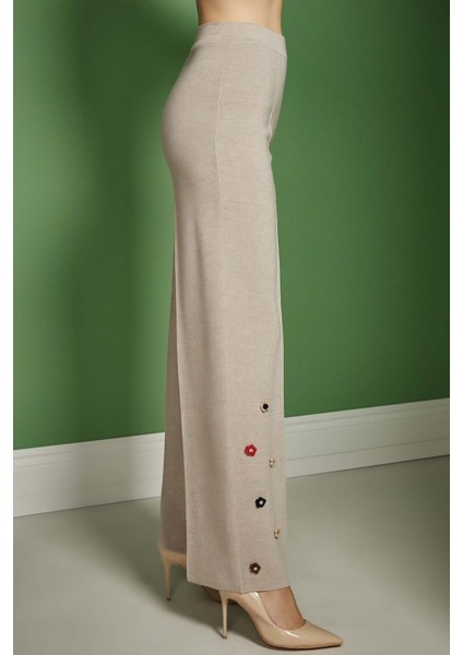 Geniş Paça Vizon Triko Pantolon modelleri