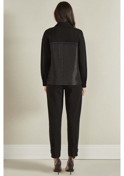 Kapitone Garnili Siyah Örme Pantolon fiyatları