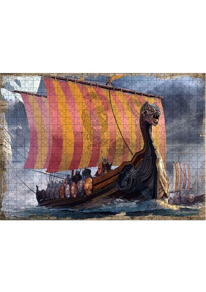 Ahşap Mdf Puzzle Yapboz Viking Ordusu 500 Parça 50*70 cm